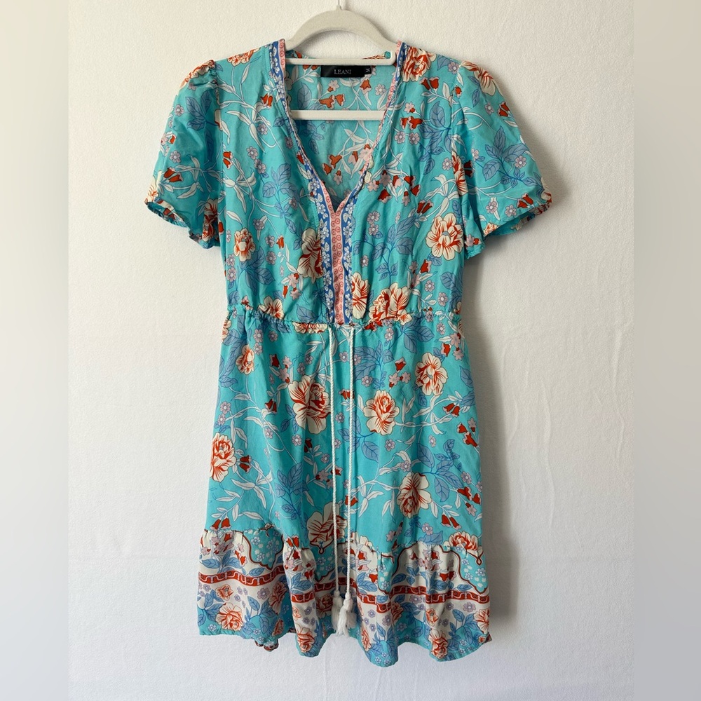 LEANI Light Blue Floral Sundress / Cover-Up – Women’s Size M
